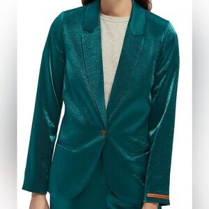 Scotch & Soda Teal Satin Blazer with Rust Lining